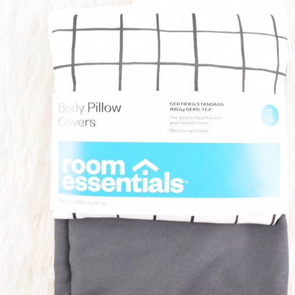 Room Essentials Bedding Room Essentials Body Pillow Covers 2 Pack Solid Graywhite Checkered